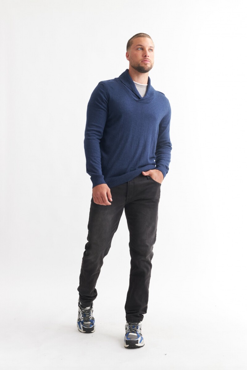 Sweater con cuello solapado AZUL MARINO