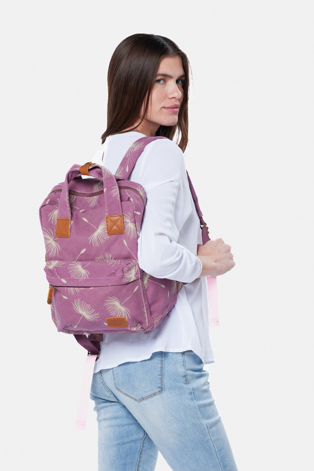 MOCHILA DE LONA ESTAMPADA Rosado