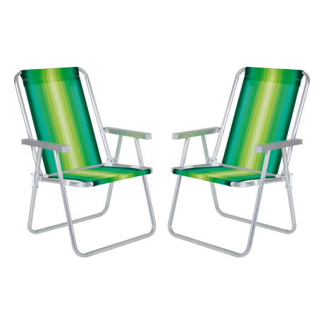 Set X2 Reposeras Sillas Alta Plegables Aluminio Conforto Mor Verde