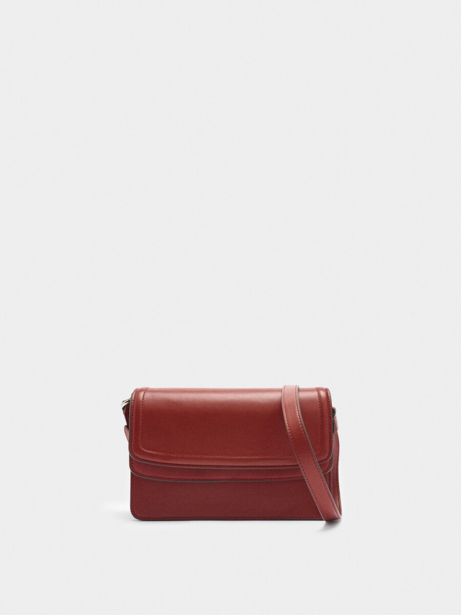 Bolso Bandolera Con Solapa Doble rojo