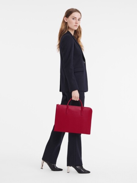 Longchamp -Maletin de cuero, Le foulonné Rojo