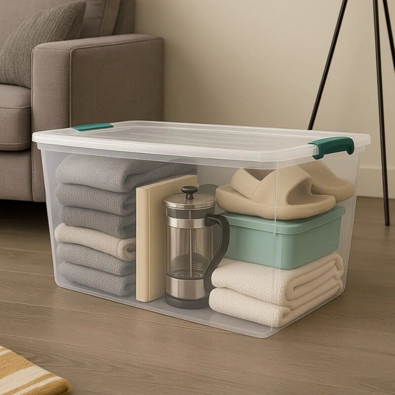 Set x4 caja organizadora 61 lts Wenbox TRANSPARENTE