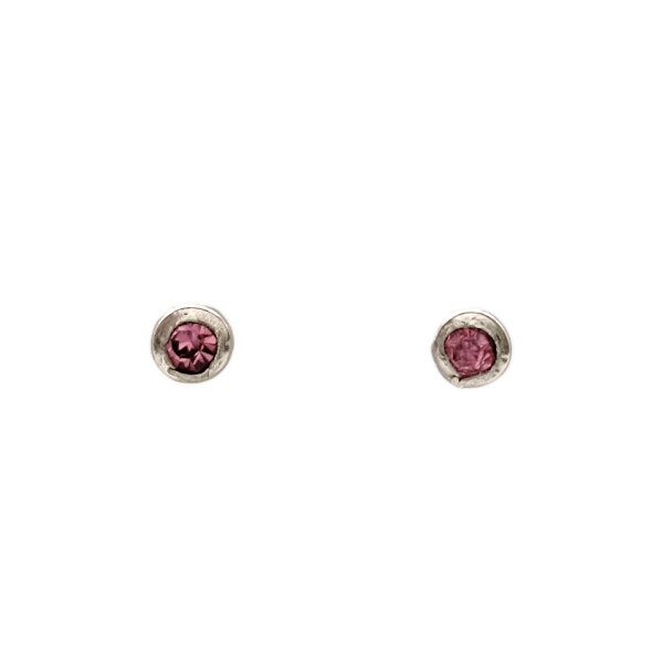 Abridores bebe Solitario - Plata 925 - Piedra Zirconia rosa-AB3002 Conpiedra