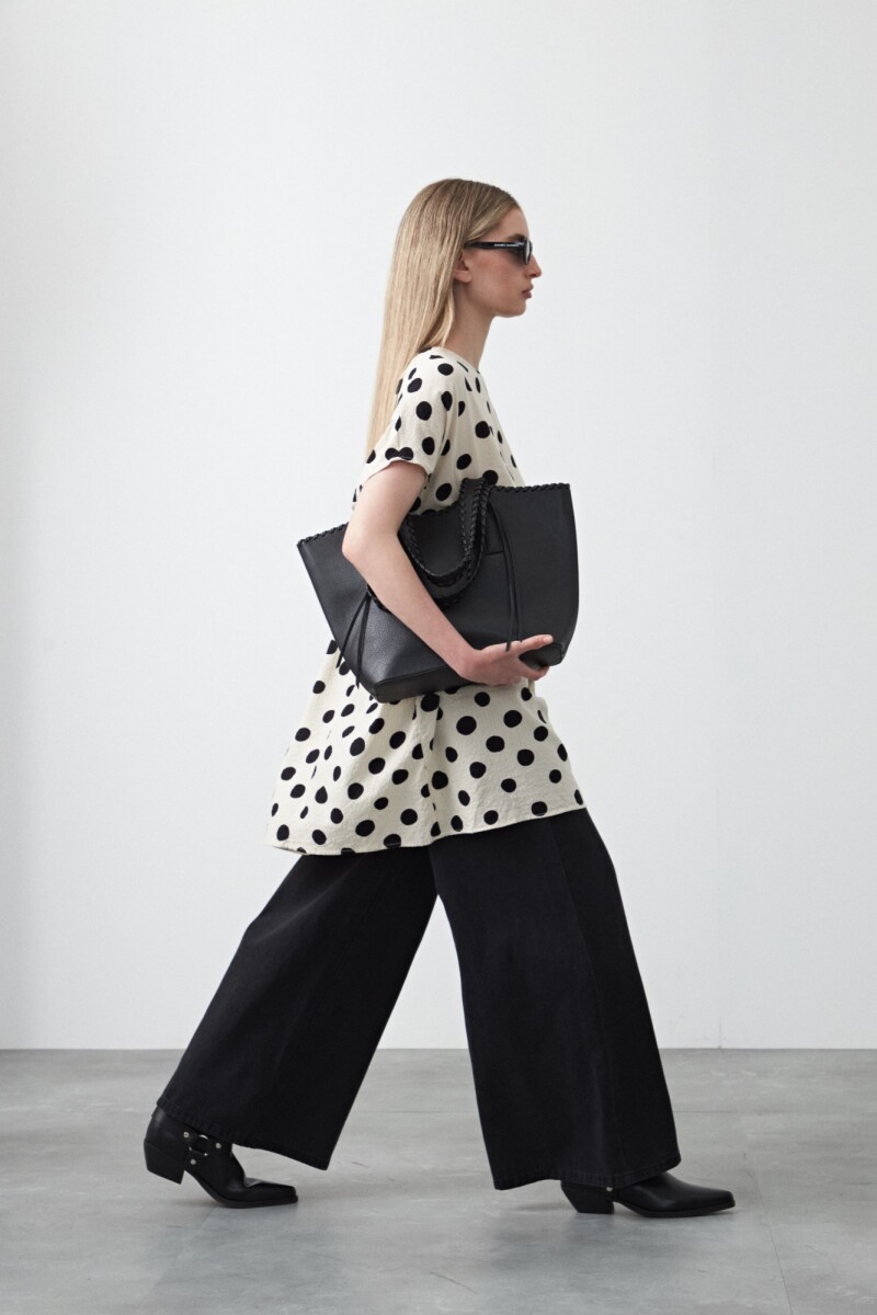 VESTIDO CASTAÑA Negro/Crudo