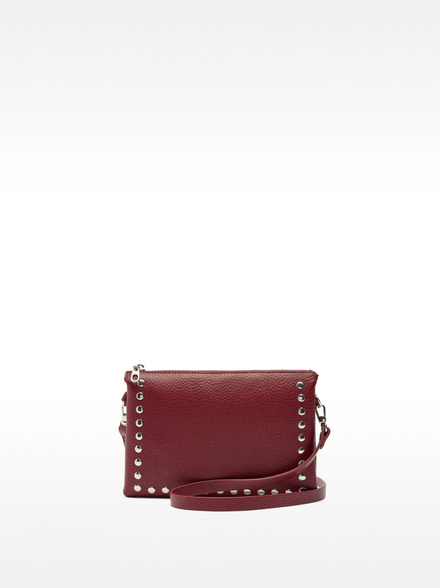 Bolso Bandolera Doble Con Tachuelas - burdeos 
