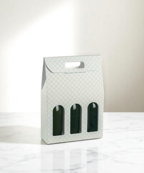 Caja c/ventana 3 botellas 27x9x38,5 - 37408 - MATELASSE GRIGIO Caja c/ventana 3 botellas 27x9x38,5 - 37408 - MATELASSE GRIGIO