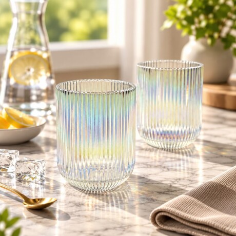 Juego De 6 Vasos Vidrio Listados 270ML - Juego De 6 Vasos Vidrio Listados 270ML -