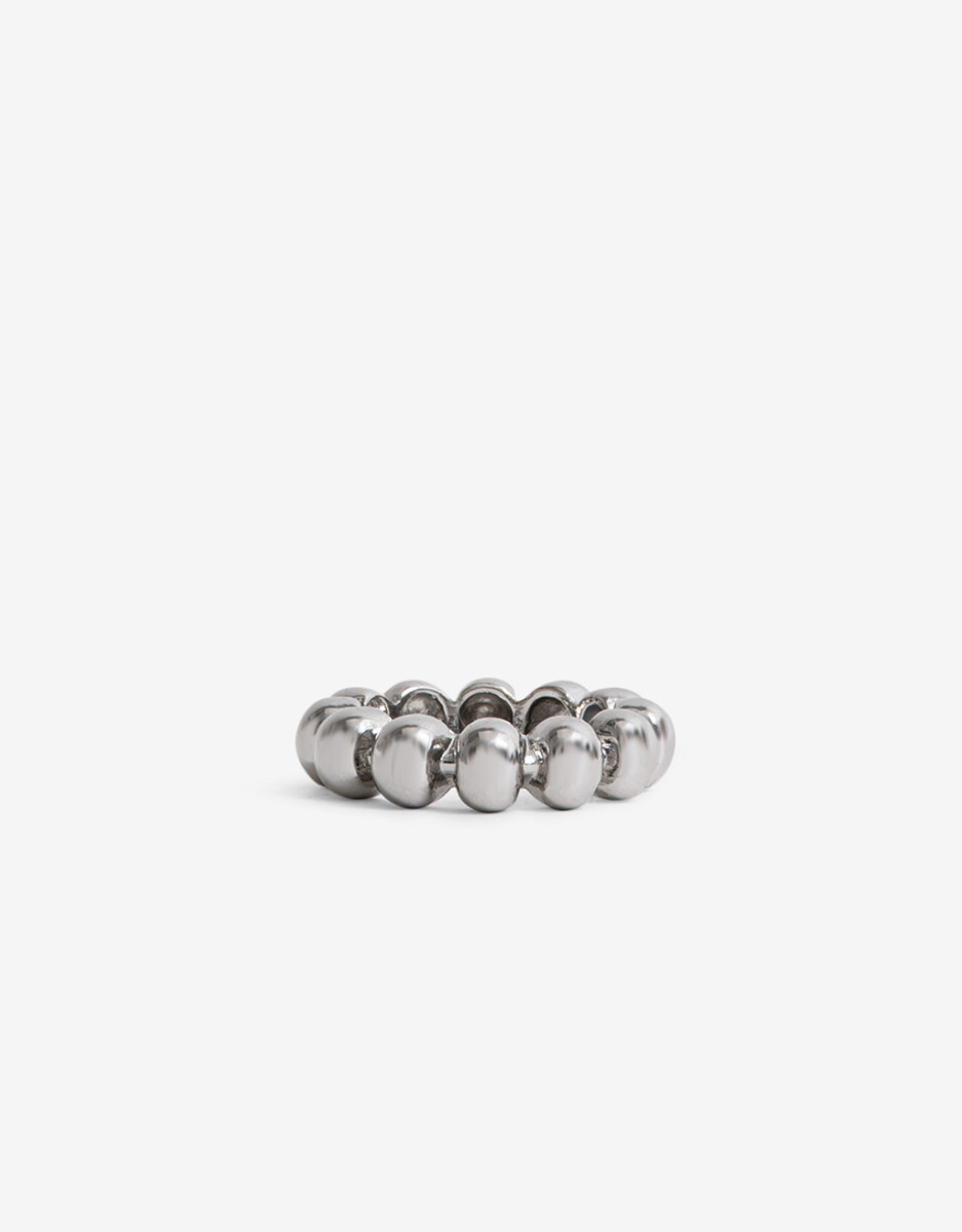 Anillo Esferas Metal Plateado 