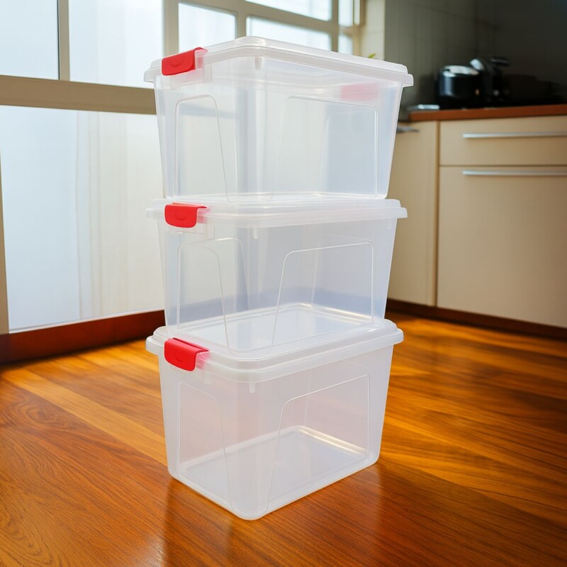 Set x3 Caja organizadora 65 lts TRANSPARENTE