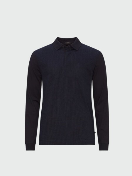BOSS - Remera polo manga larga slim fit de algodón elastizado, PLEINS 0