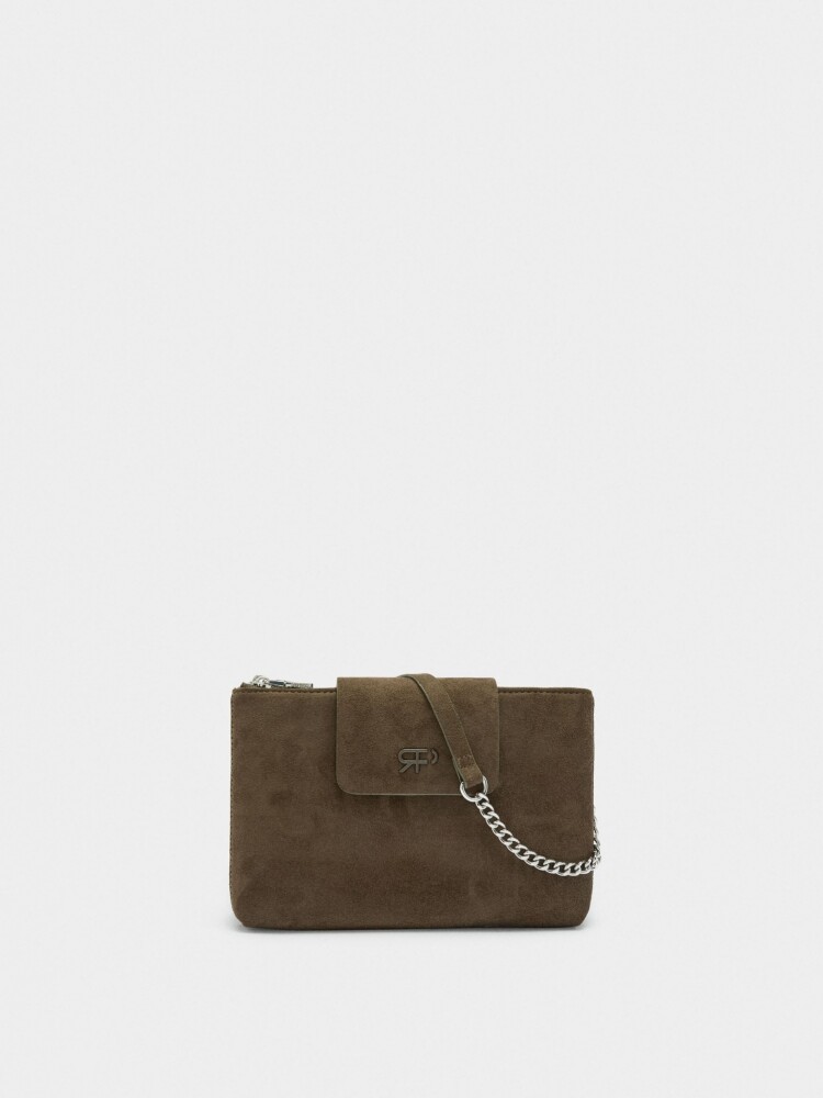 Bolso Bandolera Doble Efecto Piel caqui