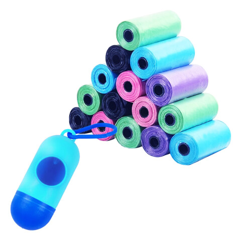 Bolsas Sanitarias Para Mascotas x12 + Llavero Dispensador Variante Color Azul