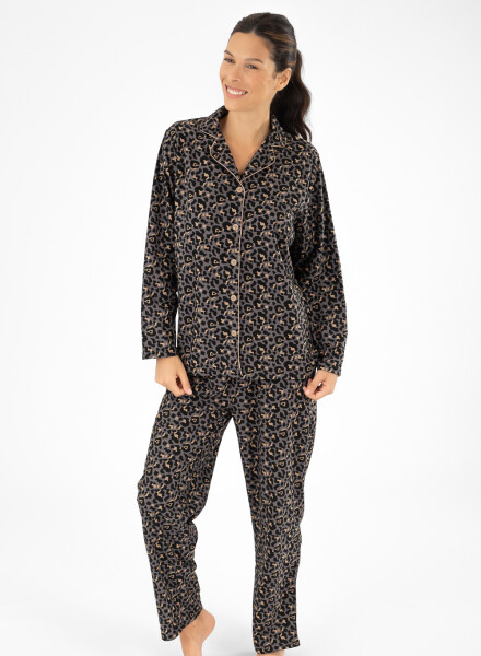 Pijama flannelfleece grey animal Negro