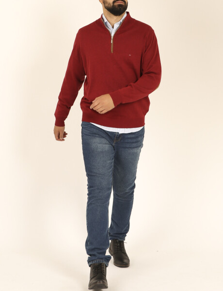 Sweater Medio Cierre Harrington Label Rojo Oscuro