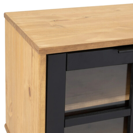 Rack de TV Rustico Madera Maciza Linea Denise Miel/Negro