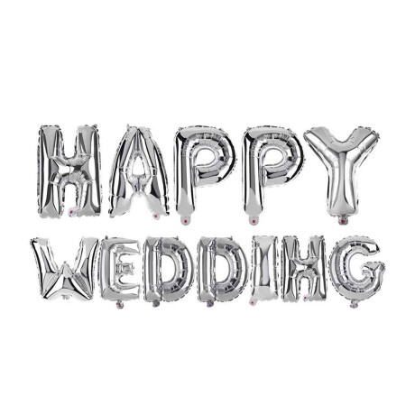 Globo de aluminio Happy Wedding Plata