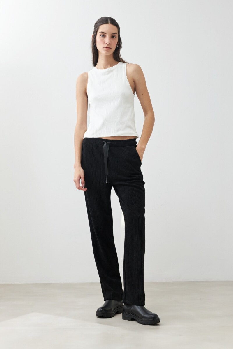 Jogger c/textura acanalada negro
