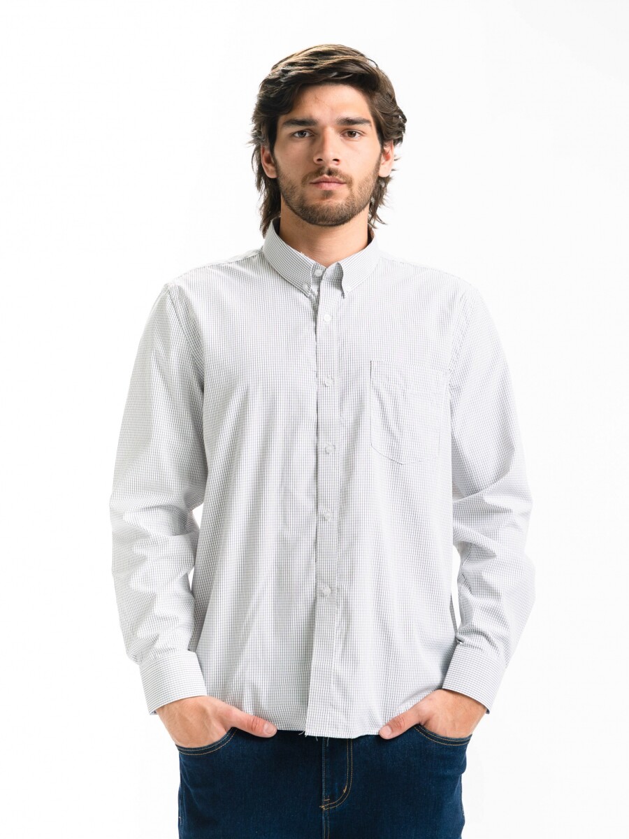 Camisa Cuadros Clasica C/Bolsillo Milan - Negro/Fantasia 8 