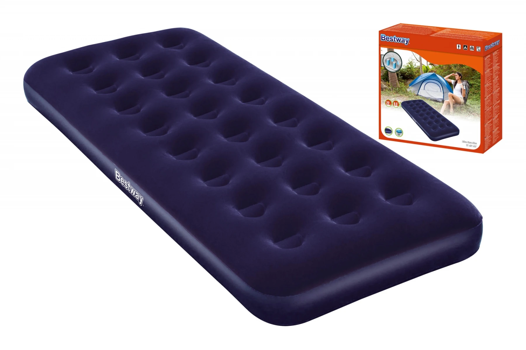 COLCHON INFLABLE GAMUZA 1 PLAZA AZUL 