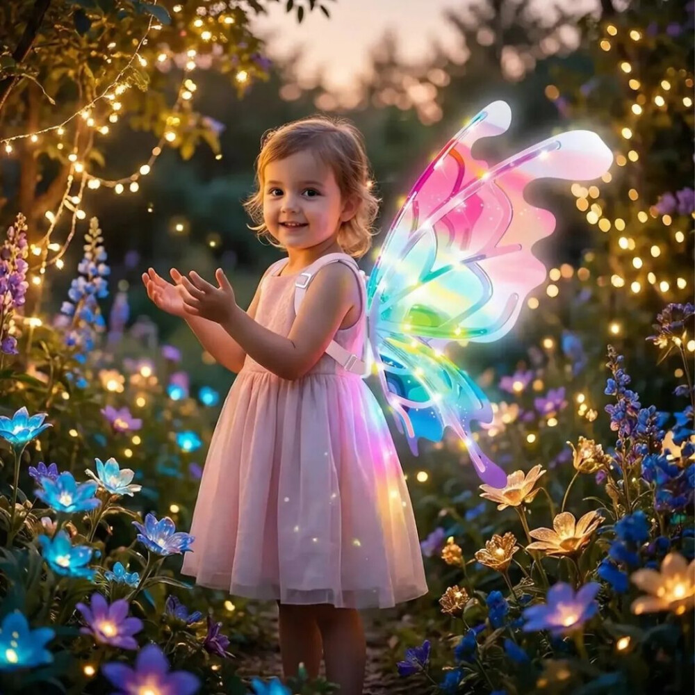 Alas De Mariposa, Hadas Con Luces Led Para Niña Alas De Mariposa, Hadas Con Luces Led Para Niña