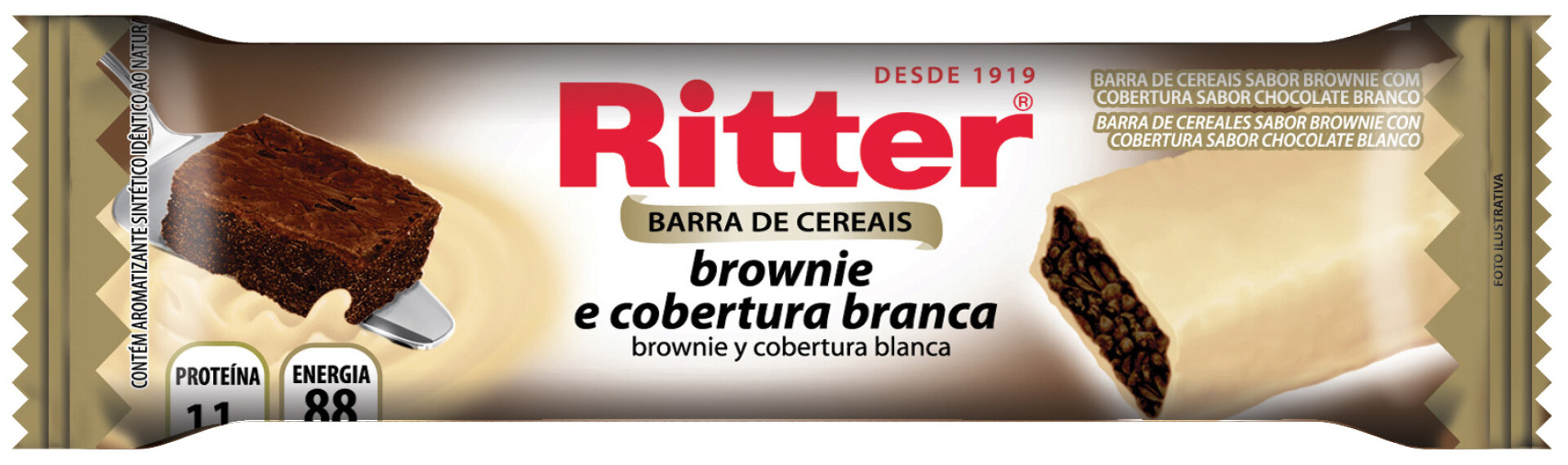 BARRA CEREAL BROWNIE C/COBERTURA RITTER 25GR 