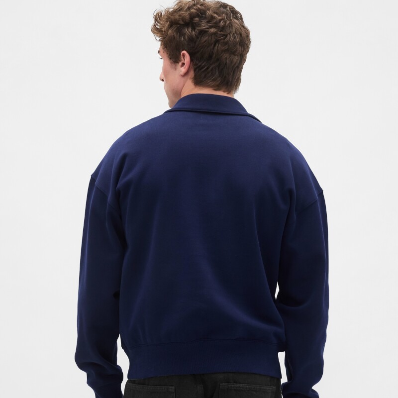HVYWT LS ZIP POLO NAVY UNIFORM