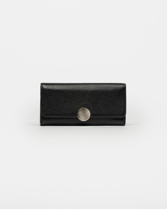 Billetera The Circle En Cuero Graneado Negro