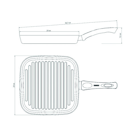 Bífera cuadrada modelo "PARIS", 28cm -TRAMONTINA TR5622