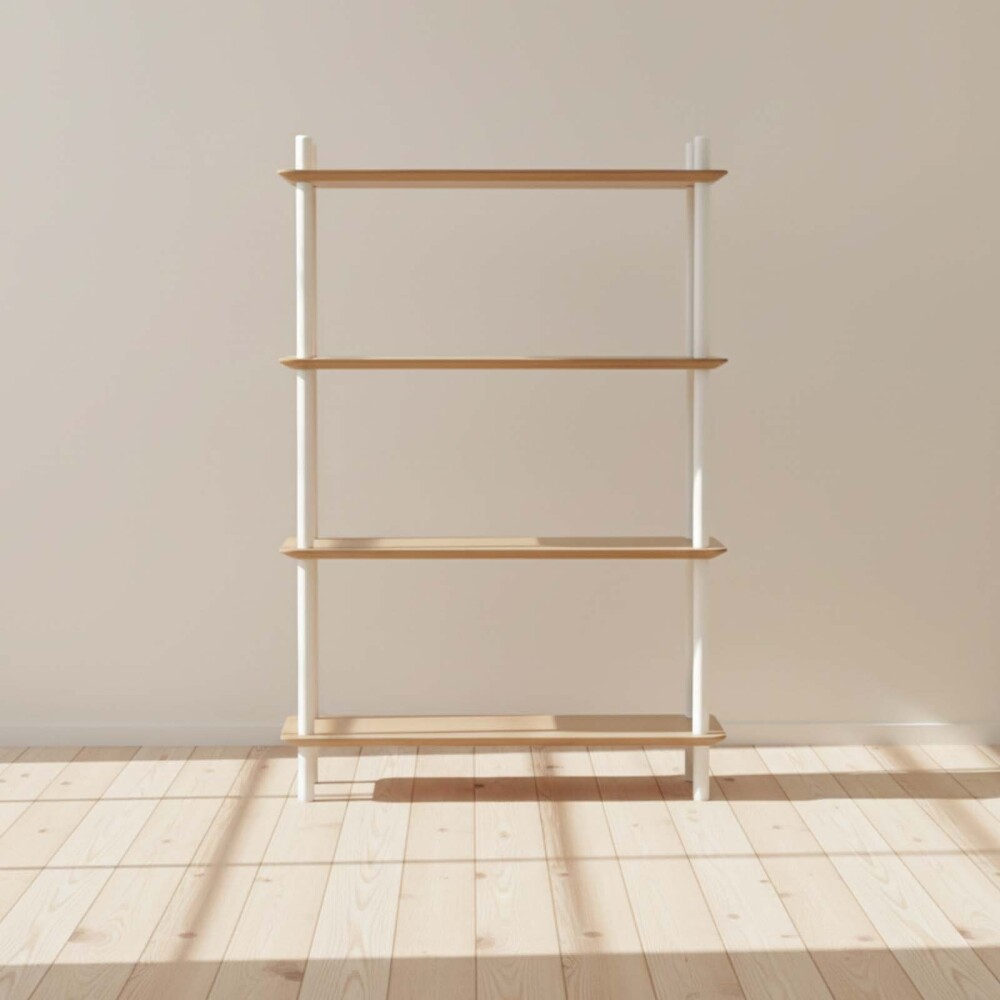 BIBLIOTECA SOFT MDF-Y-MADERA BLANCO 4 ESTANTES