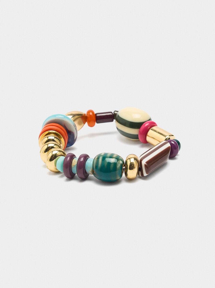 Pulsera Elástica Con Cuentas De Piedras Y Cerámica - multicolor 