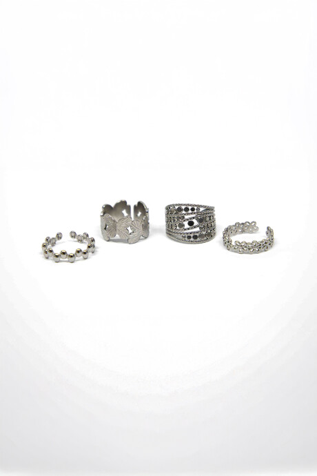 Anillo Piero, Set X4 Plateado