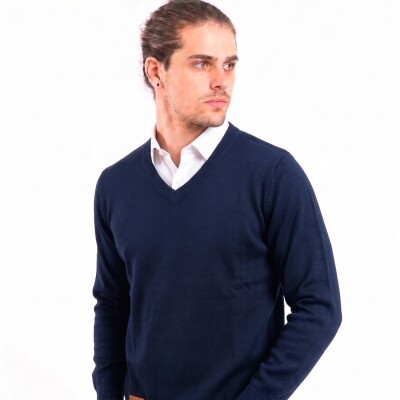 Sweater Algodon Escote V Navy