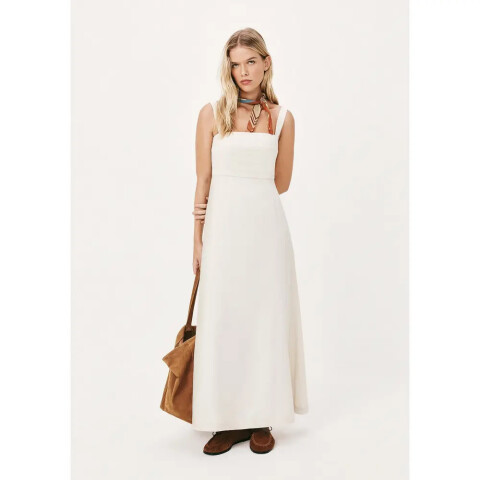 VESTIDO MIDI FEM CAQUI CLARO