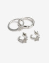 Bijouterie Set Metal Set De Argollas Y Anillos - Plateado Rodio