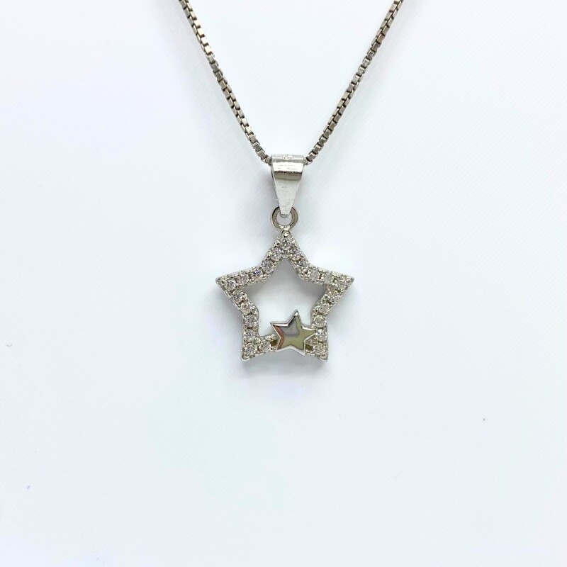 DIJE PLATA ESTRELLA CON ESTRELLA PEQUEÑA Y CORCONIAS L6dslf-01619-x3