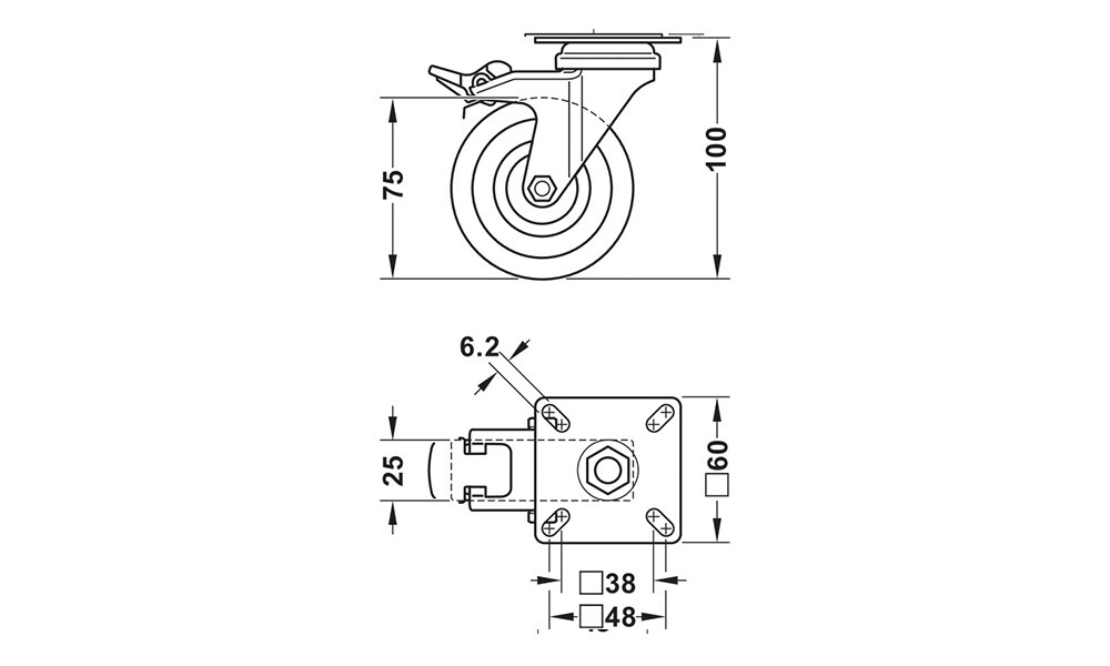 Rueda para muebles pesados c/freno 663.16.920 Rueda Para Muebles Pesados C/freno 663.16.920