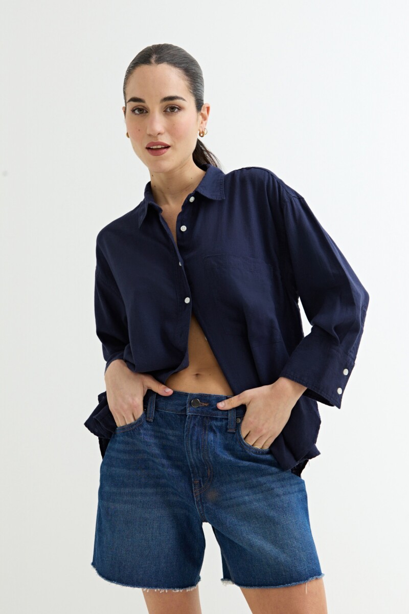 Camisa lisa rustica - Azul marino 