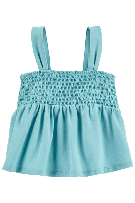 Musculosa arrugada con tiras, celeste. Talles 2-5T Sin color