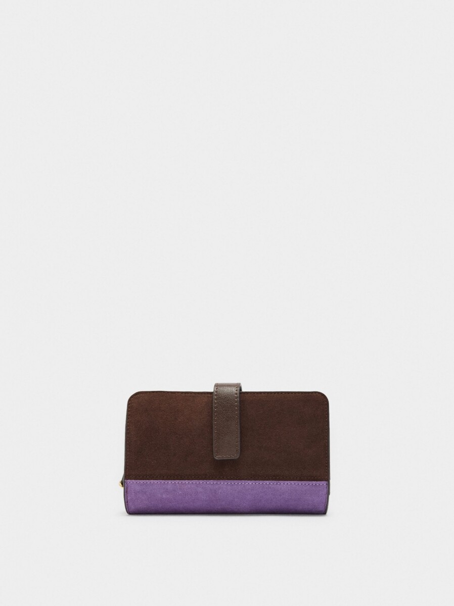 Cartera De Piel De Contraste - marron 