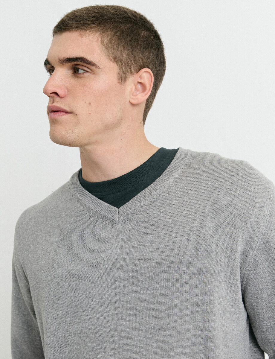 470985 SWEATER HARRINGTON LABEL Gris Medio