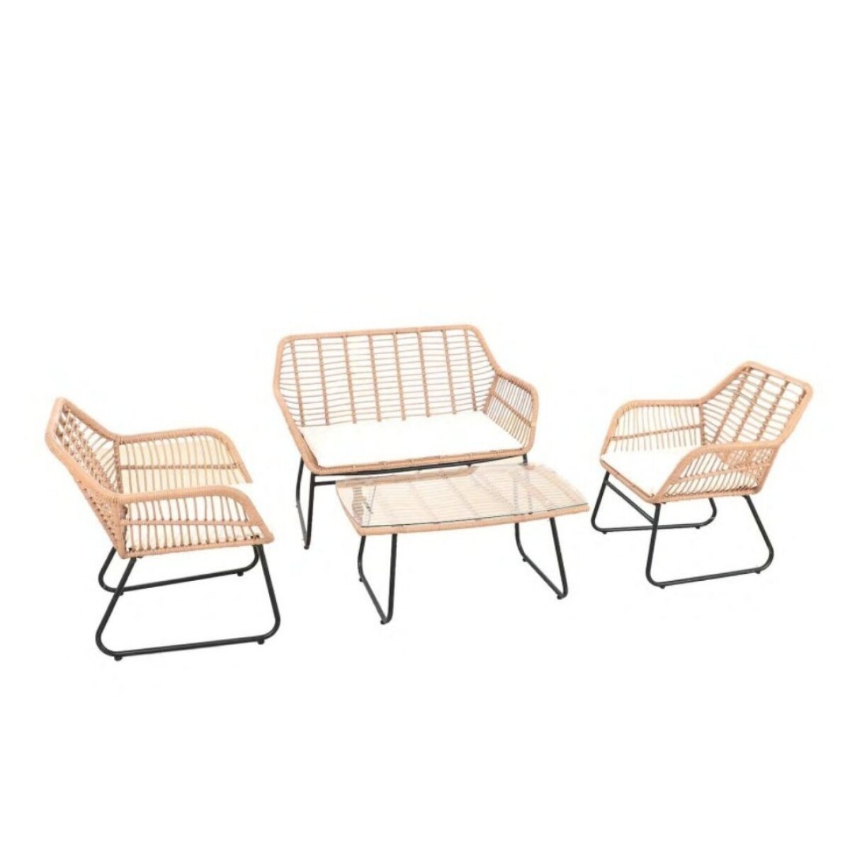 Juego de Jardín estilo bambú de Acero y Ratán 4 piezas 