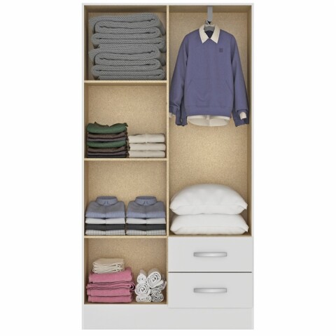 Ropero Armario 4 puertas 2 cajones con estantes y perchero 170 x 90 x 36 cm - Blanco Ropero Armario 4 puertas 2 cajones con estantes y perchero 170 x 90 x 36 cm - Blanco