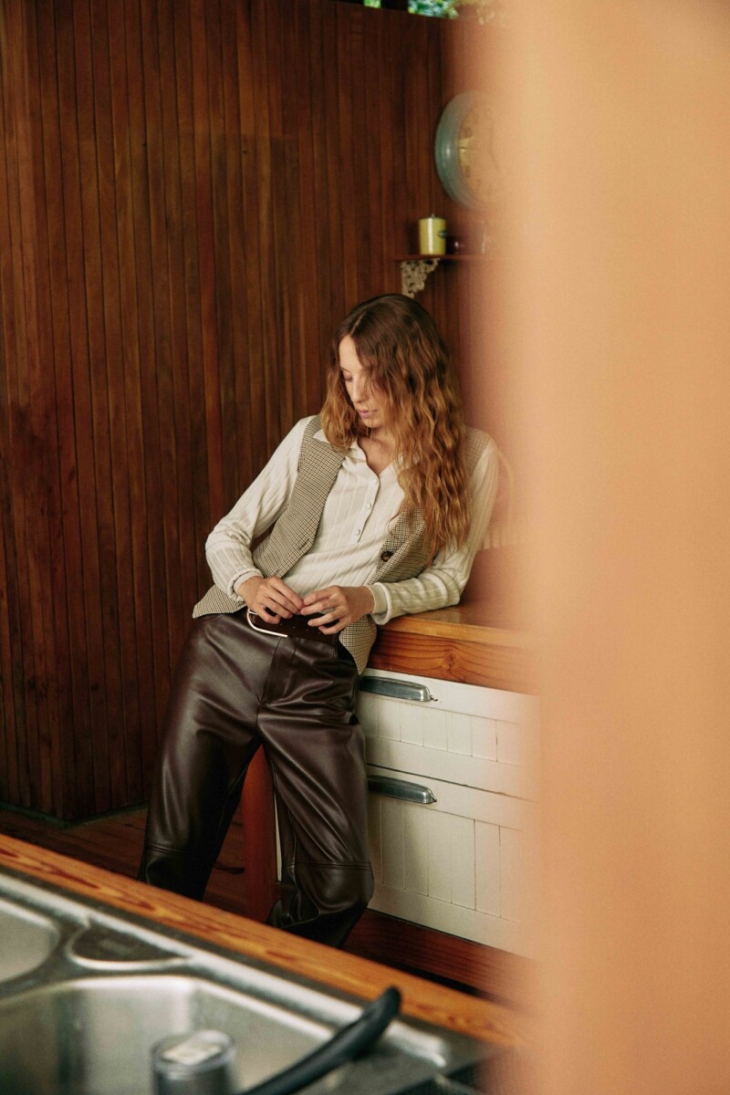 Pantalon eco-cuero chocolate