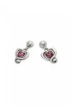 PENDIENTES EN ALEACIAÓN DE METALES BAÑADA EN PLATA DE LEY CON CORAZON Y CRISTAL ROSA Pendiente