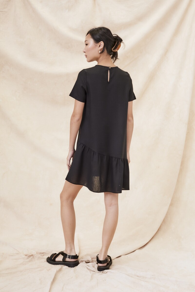Vestido Con Lino Negro