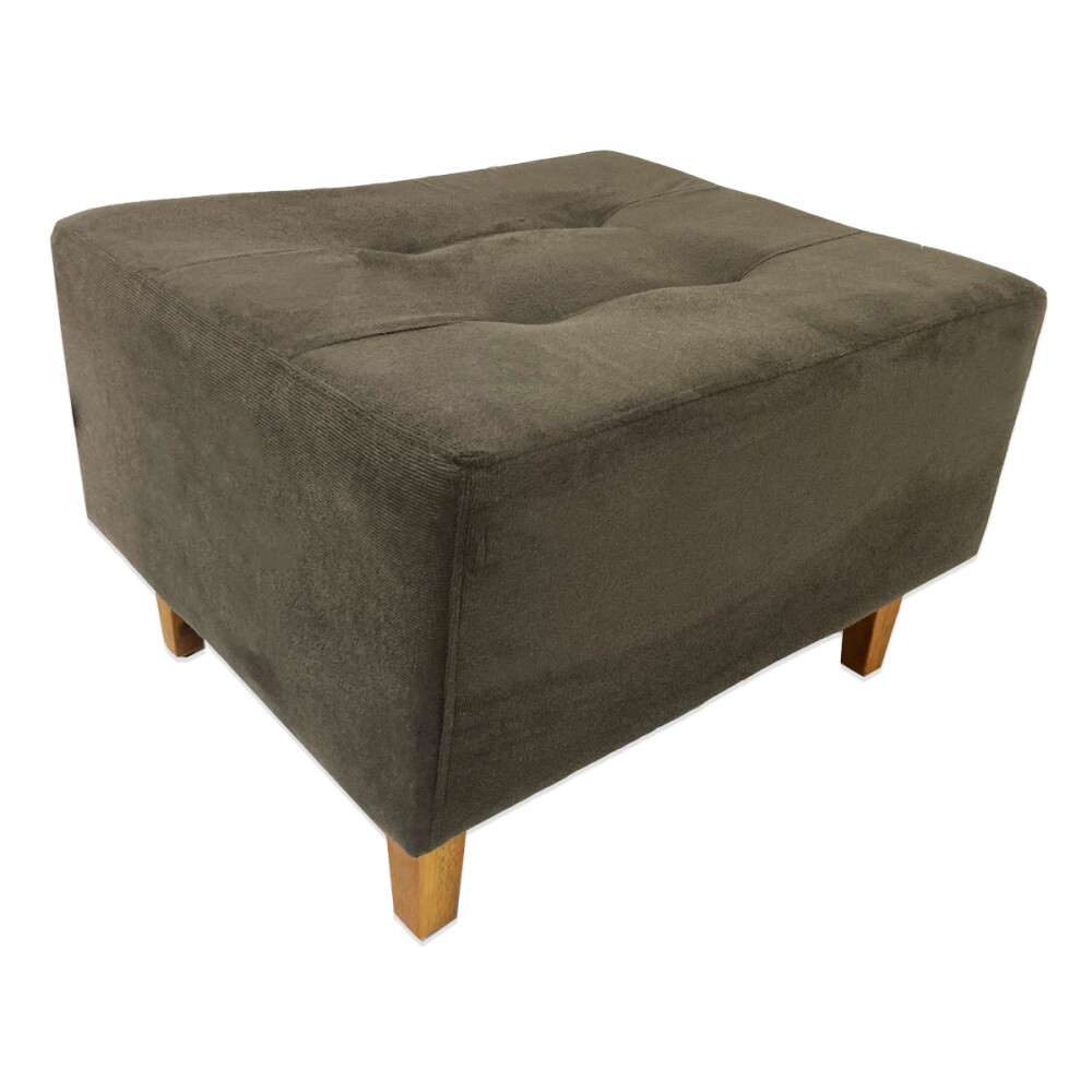 Puff tela y patas de madera Marrón