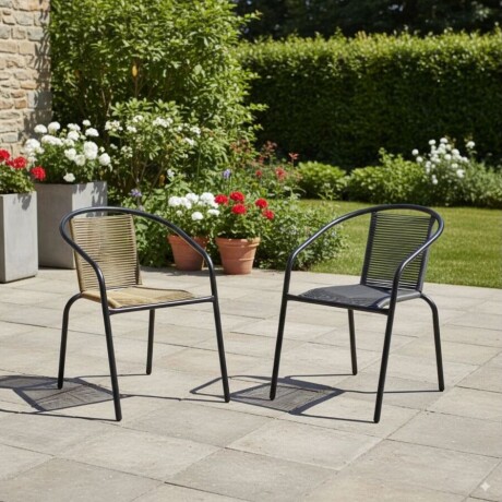 Silla De Patio Simil Ratan New Negro 4652 Silla De Patio Simil Ratan New Negro 4652
