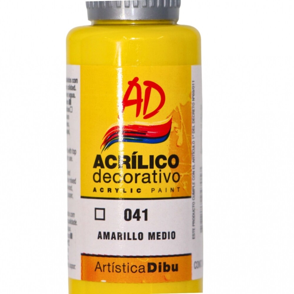 PINTURA ACRILICA ARTISTICA DIBU 60 ML. DIFERENTES COLORES AMARILLO MEDIO 041