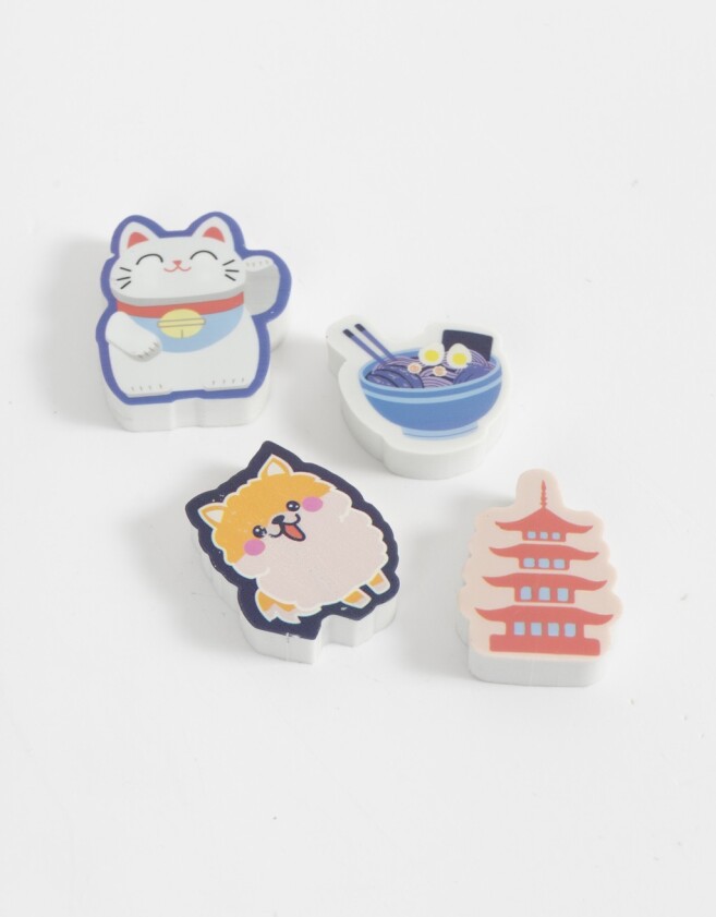 Útiles Varios Set De Gomas De Borrar "tokyo" - Combinacion Multicolor