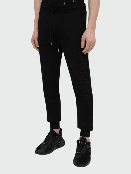 Moncler -Pantalón deportivo de algodón con bolsillos Negro